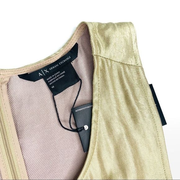 Armani Exchange Gold Metallic Short Dress NWT 12 - Picture 9 of 16